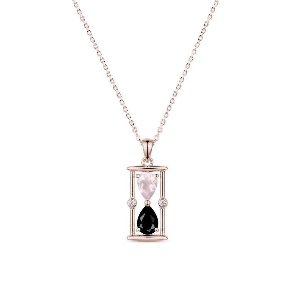 Pear Cut Citrine and Emerald Hourglass Pendant Necklace - LUO Jewelry #gemstone_Black Spinel and Rose Quartz