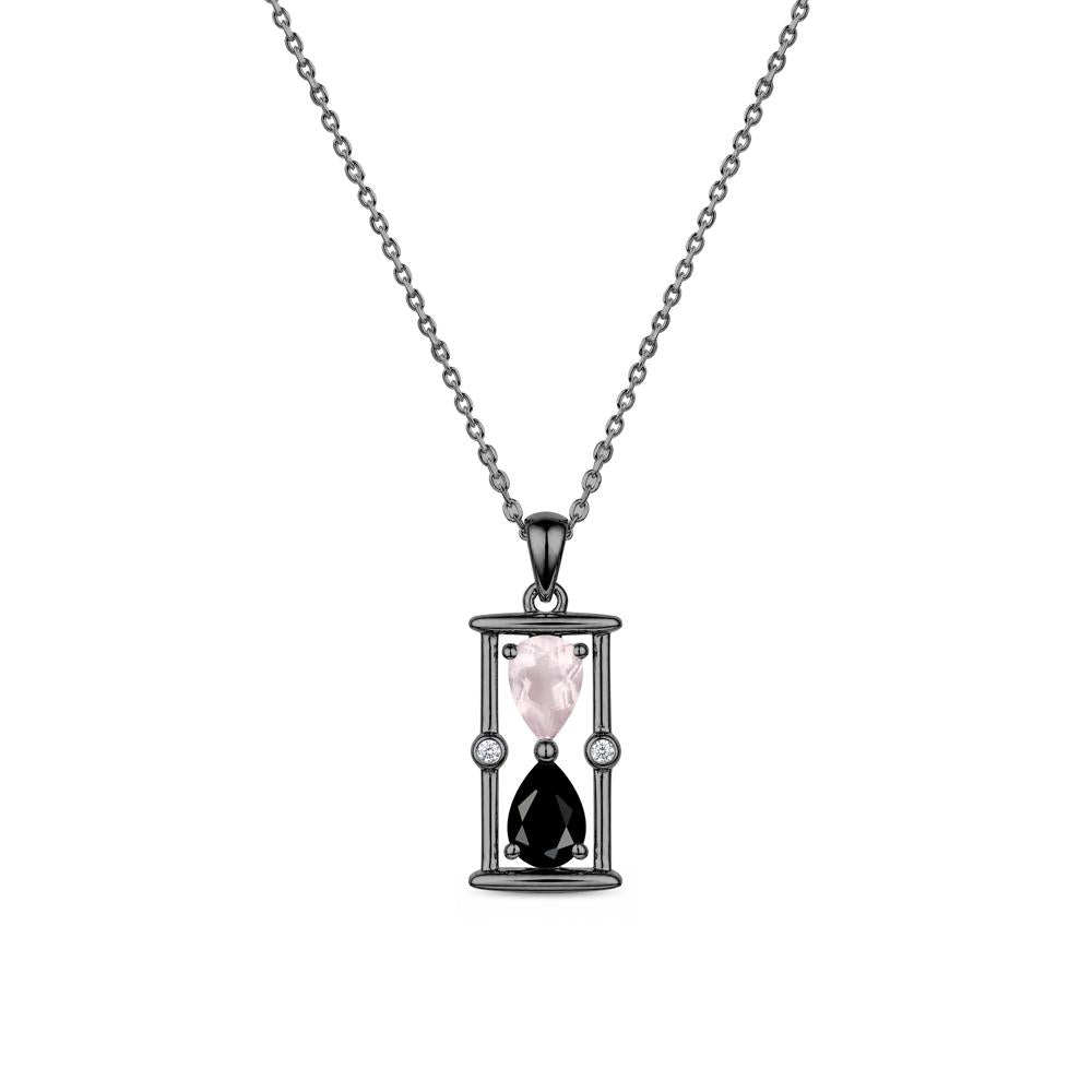Pear Cut Citrine and Emerald Hourglass Pendant Necklace - LUO Jewelry #gemstone_Black Spinel and Rose Quartz