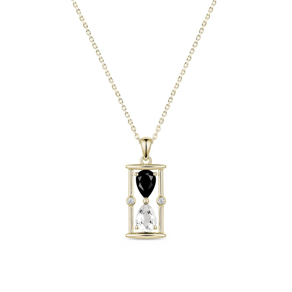 Pear Cut Citrine and Emerald Hourglass Pendant Necklace - LUO Jewelry #gemstone_Black Spinel and White Topaz