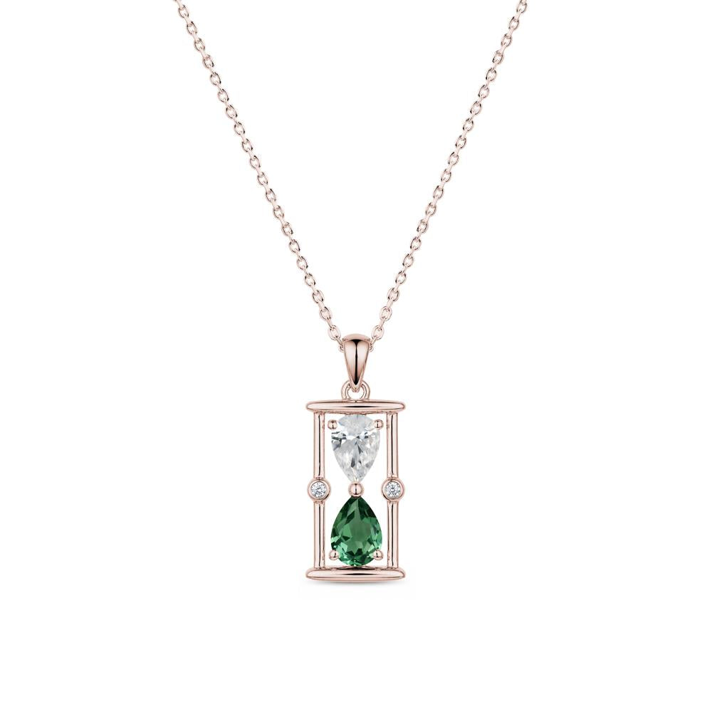 Pear Cut Citrine and Emerald Hourglass Pendant Necklace - LUO Jewelry #gemstone_Cubic Zirconia and Green Sapphire
