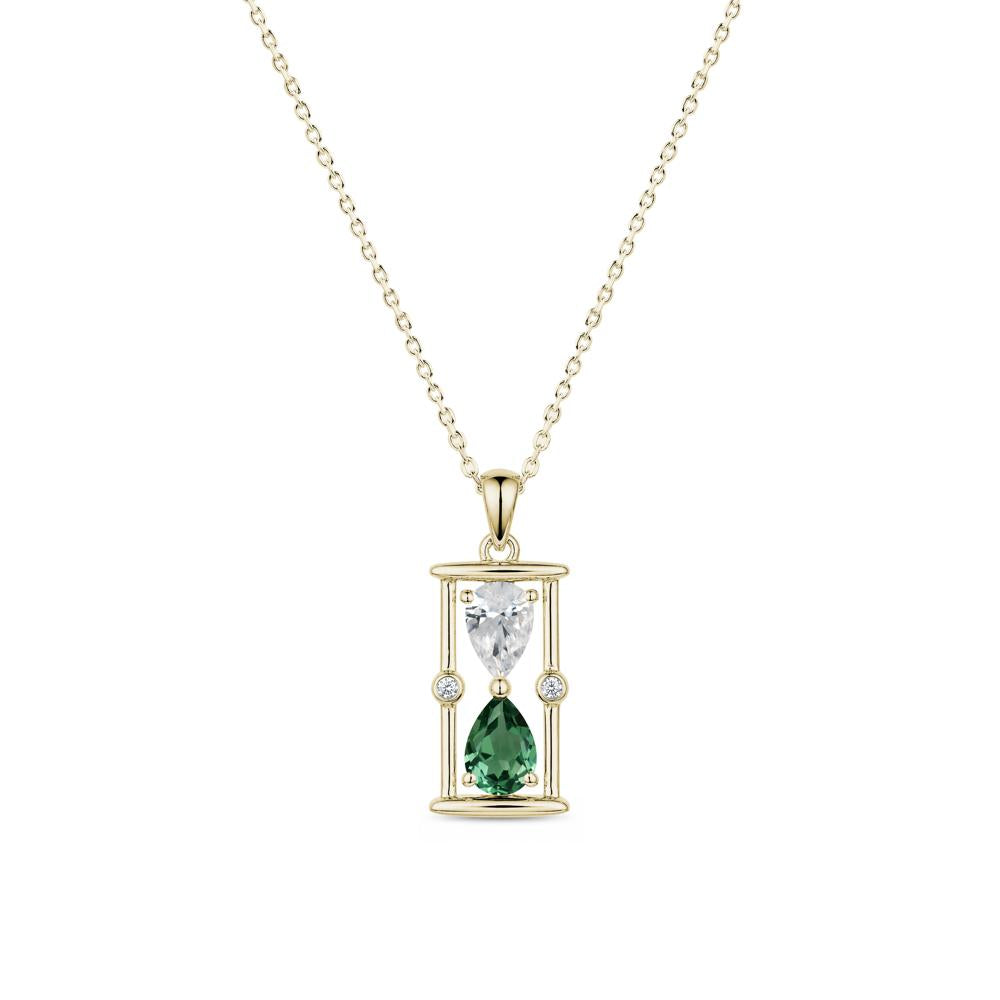 Pear Cut Citrine and Emerald Hourglass Pendant Necklace - LUO Jewelry #gemstone_Cubic Zirconia and Green Sapphire