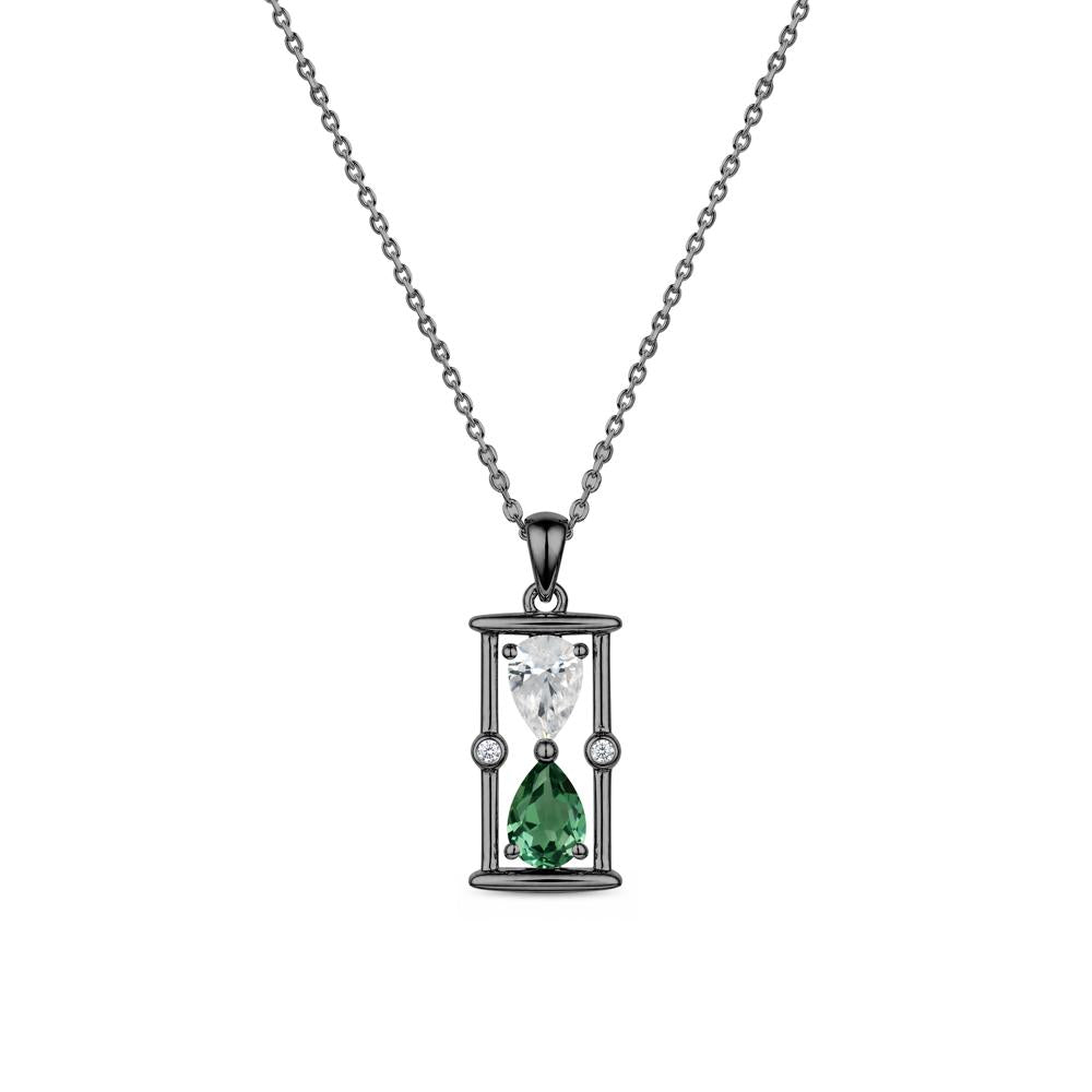 Pear Cut Citrine and Emerald Hourglass Pendant Necklace - LUO Jewelry #gemstone_Cubic Zirconia and Green Sapphire