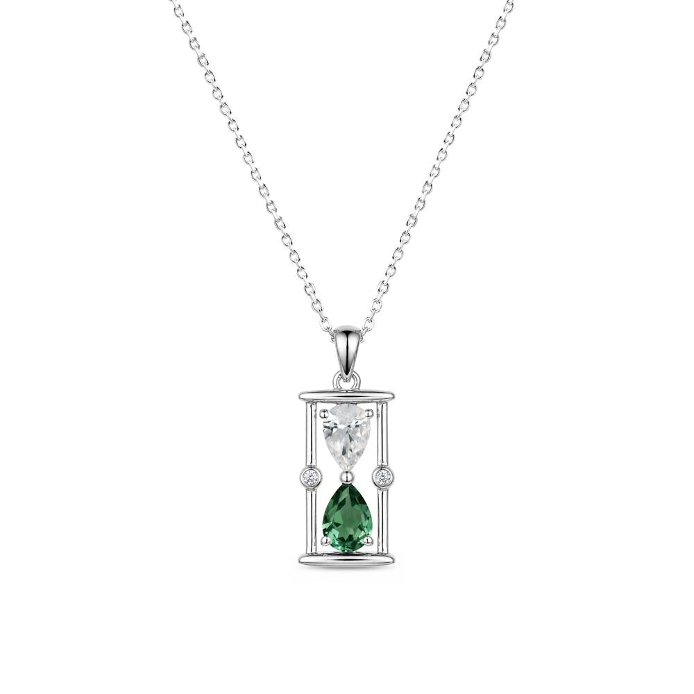 Pear Cut Citrine and Emerald Hourglass Pendant Necklace - LUO Jewelry #gemstone_Cubic Zirconia and Green Sapphire