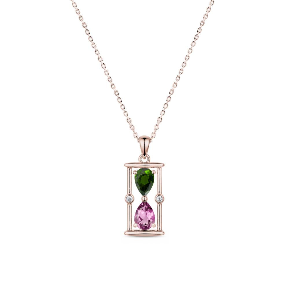 Pear Cut Citrine and Emerald Hourglass Pendant Necklace - LUO Jewelry #gemstone_Diopside and Tourmaline