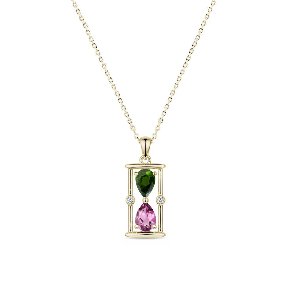 Pear Cut Citrine and Emerald Hourglass Pendant Necklace - LUO Jewelry #gemstone_Diopside and Tourmaline
