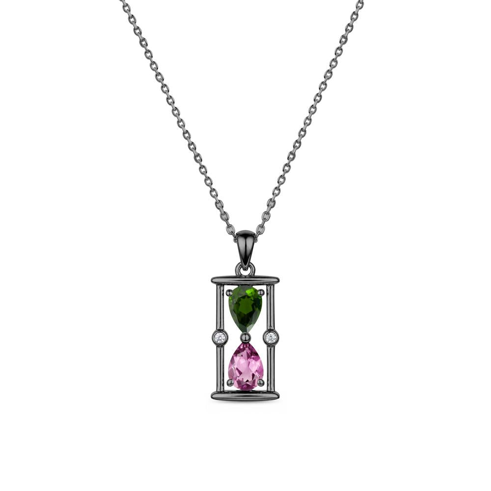 Pear Cut Citrine and Emerald Hourglass Pendant Necklace - LUO Jewelry #gemstone_Diopside and Tourmaline