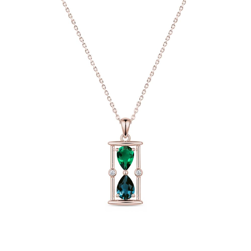 Pear Cut Citrine and Emerald Hourglass Pendant Necklace - LUO Jewelry #gemstone_Emerald and London Blue Topaz