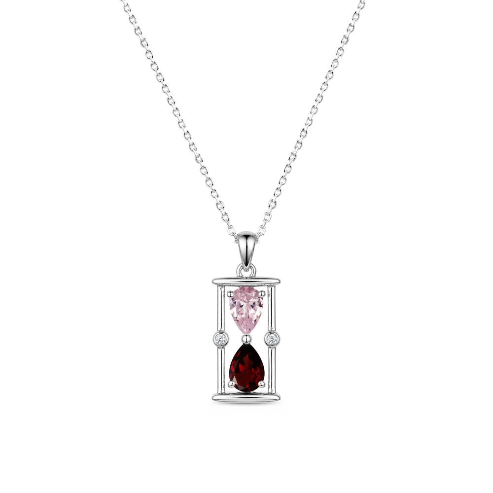 Pear Cut Citrine and Emerald Hourglass Pendant Necklace - LUO Jewelry #gemstone_Garnet and Pink Cubic Zirconia