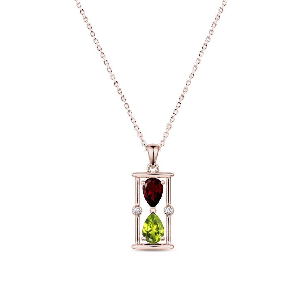 Pear Cut Citrine and Emerald Hourglass Pendant Necklace - LUO Jewelry #gemstone_Garnet and Peridot