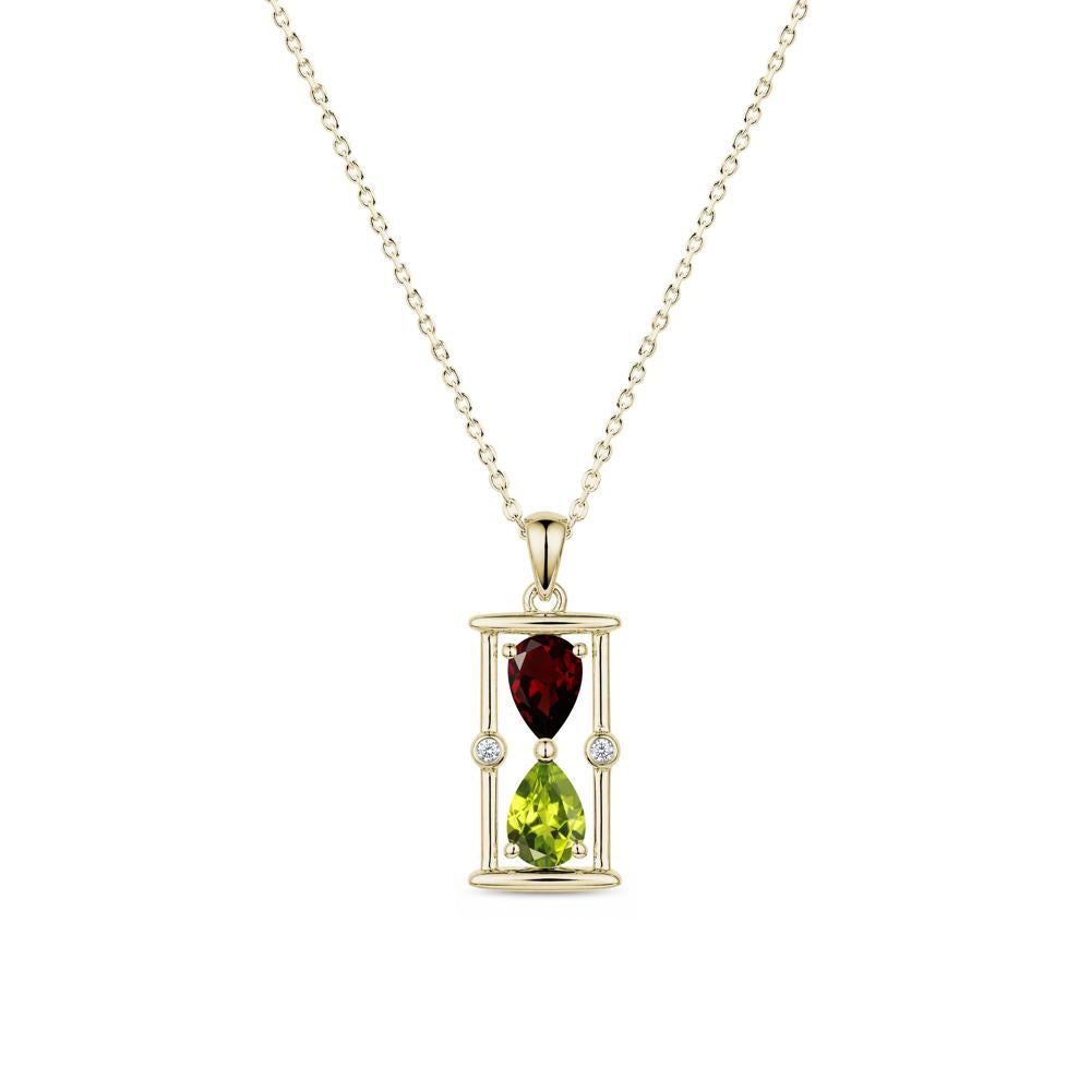 Pear Cut Citrine and Emerald Hourglass Pendant Necklace - LUO Jewelry #gemstone_Garnet and Peridot