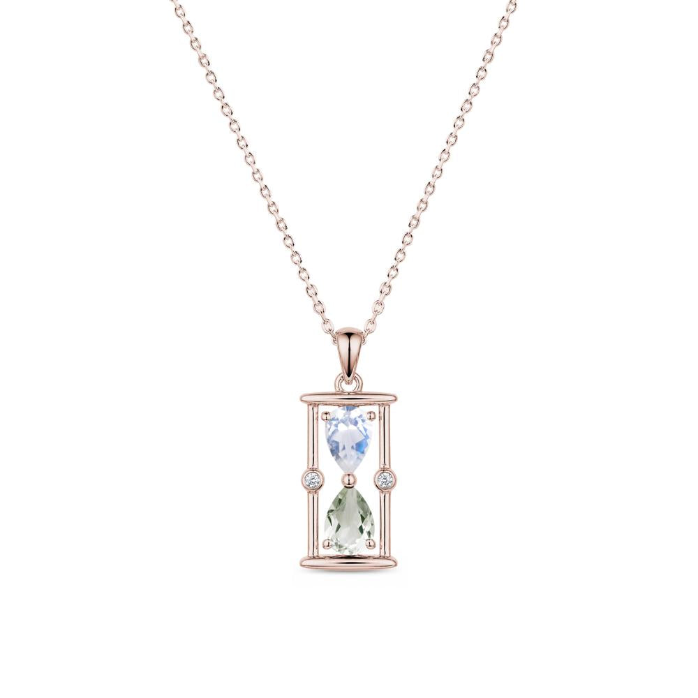 Pear Cut Citrine and Emerald Hourglass Pendant Necklace - LUO Jewelry #gemstone_Green Amethyst and Moonstone
