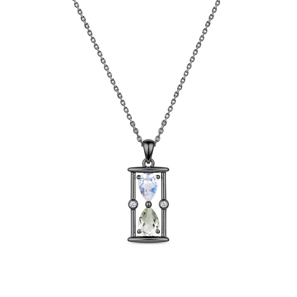 Pear Cut Citrine and Emerald Hourglass Pendant Necklace - LUO Jewelry #gemstone_Green Amethyst and Moonstone