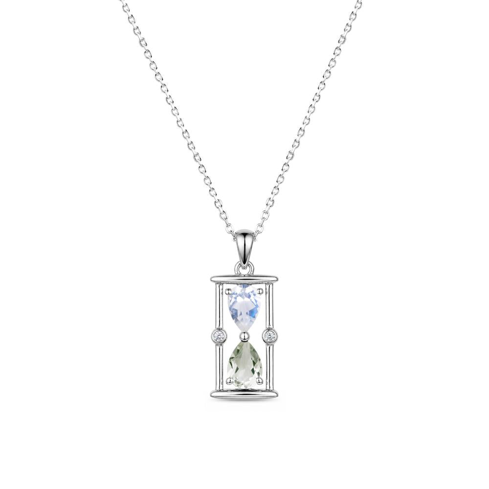 Pear Cut Citrine and Emerald Hourglass Pendant Necklace - LUO Jewelry #gemstone_Green Amethyst and Moonstone