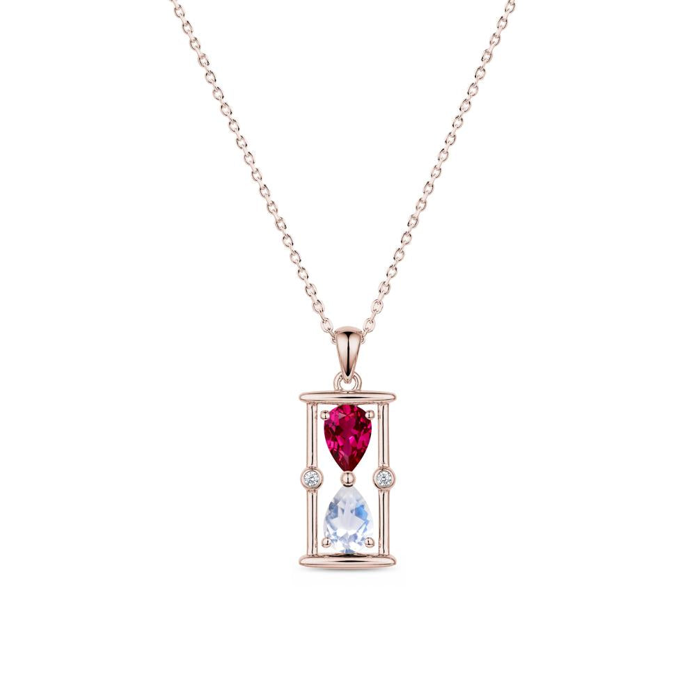 Pear Cut Citrine and Emerald Hourglass Pendant Necklace - LUO Jewelry #gemstone_Moonstone and Ruby