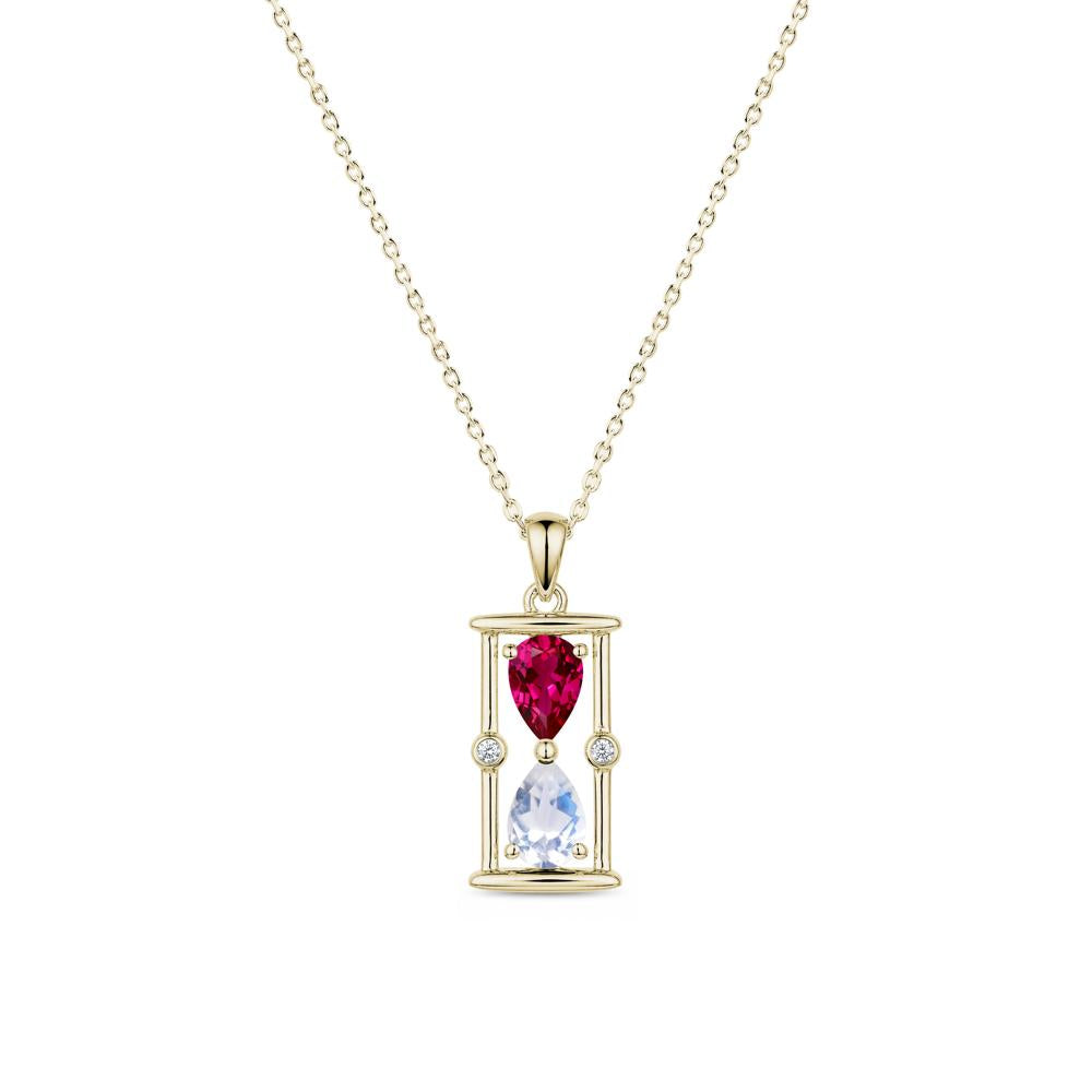 Pear Cut Citrine and Emerald Hourglass Pendant Necklace - LUO Jewelry #gemstone_Moonstone and Ruby