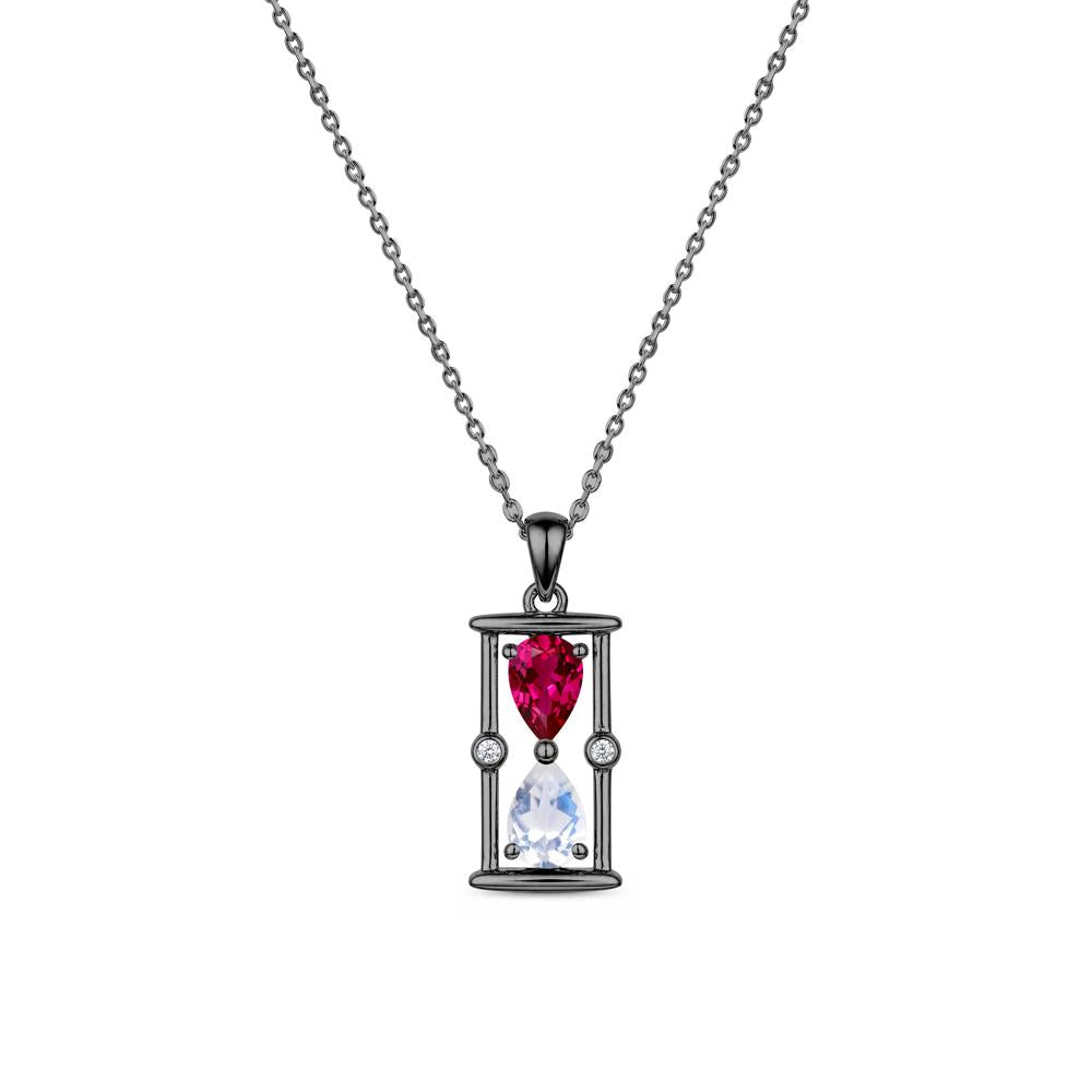 Pear Cut Citrine and Emerald Hourglass Pendant Necklace - LUO Jewelry #gemstone_Moonstone and Ruby