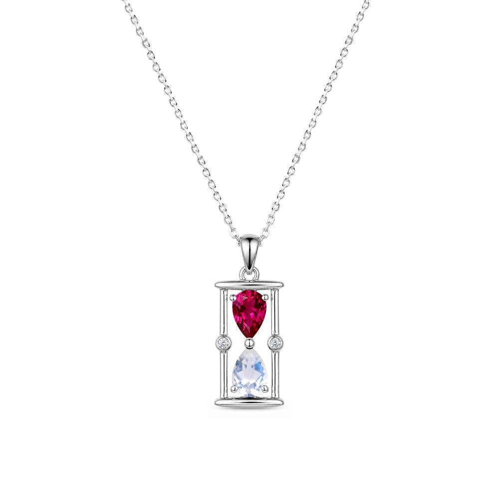 Pear Cut Citrine and Emerald Hourglass Pendant Necklace - LUO Jewelry #gemstone_Moonstone and Ruby