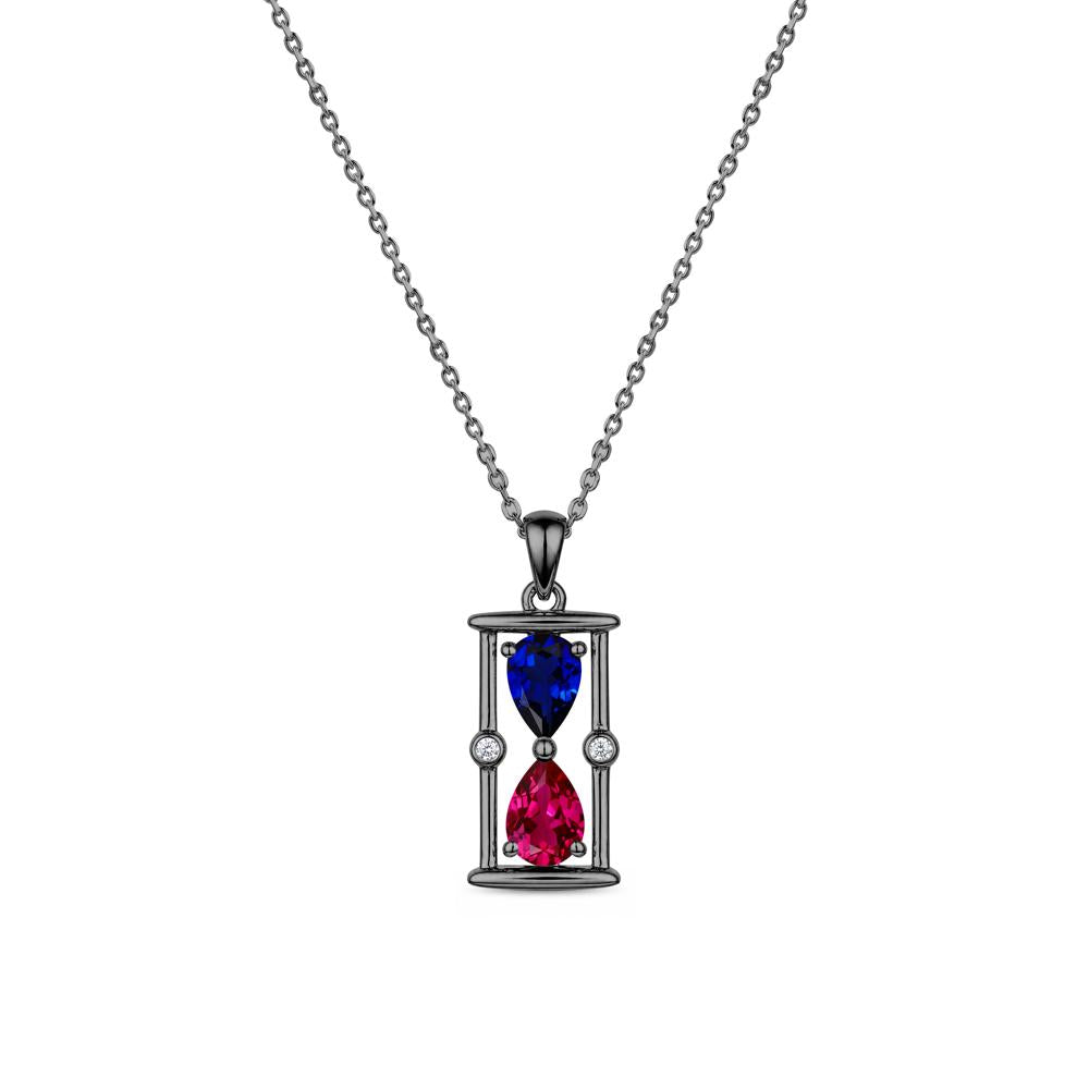 Pear Cut Citrine and Emerald Hourglass Pendant Necklace - LUO Jewelry #gemstone_Ruby and Sapphire