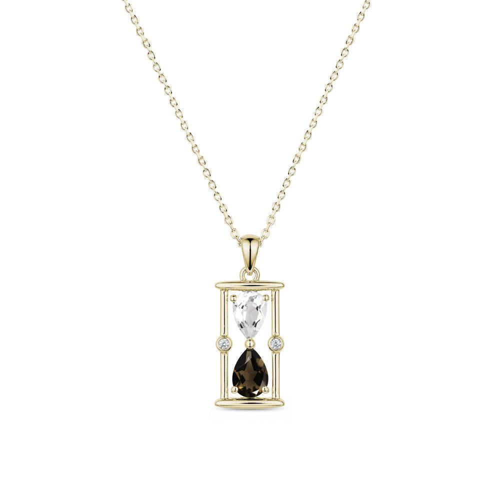 Pear Cut Citrine and Emerald Hourglass Pendant Necklace - LUO Jewelry #gemstone_Smoky Quartz and White Topaz