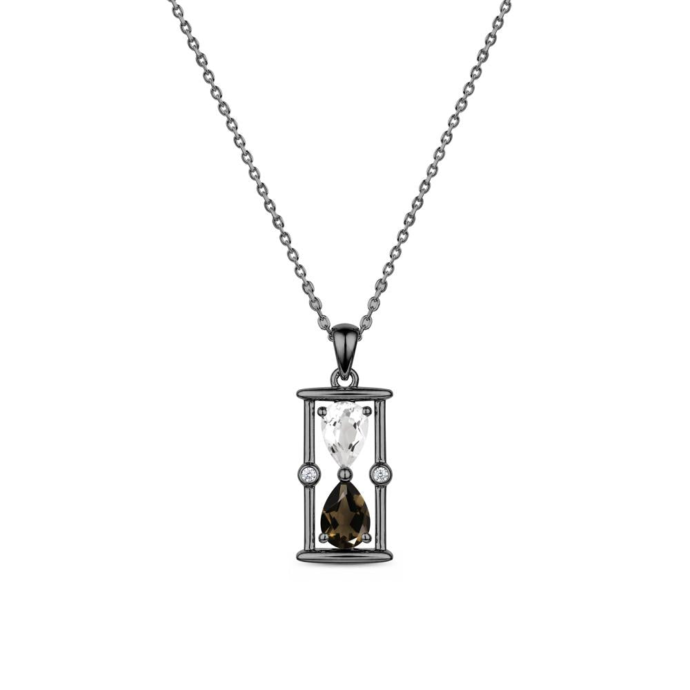 Pear Cut Citrine and Emerald Hourglass Pendant Necklace - LUO Jewelry #gemstone_Smoky Quartz and White Topaz
