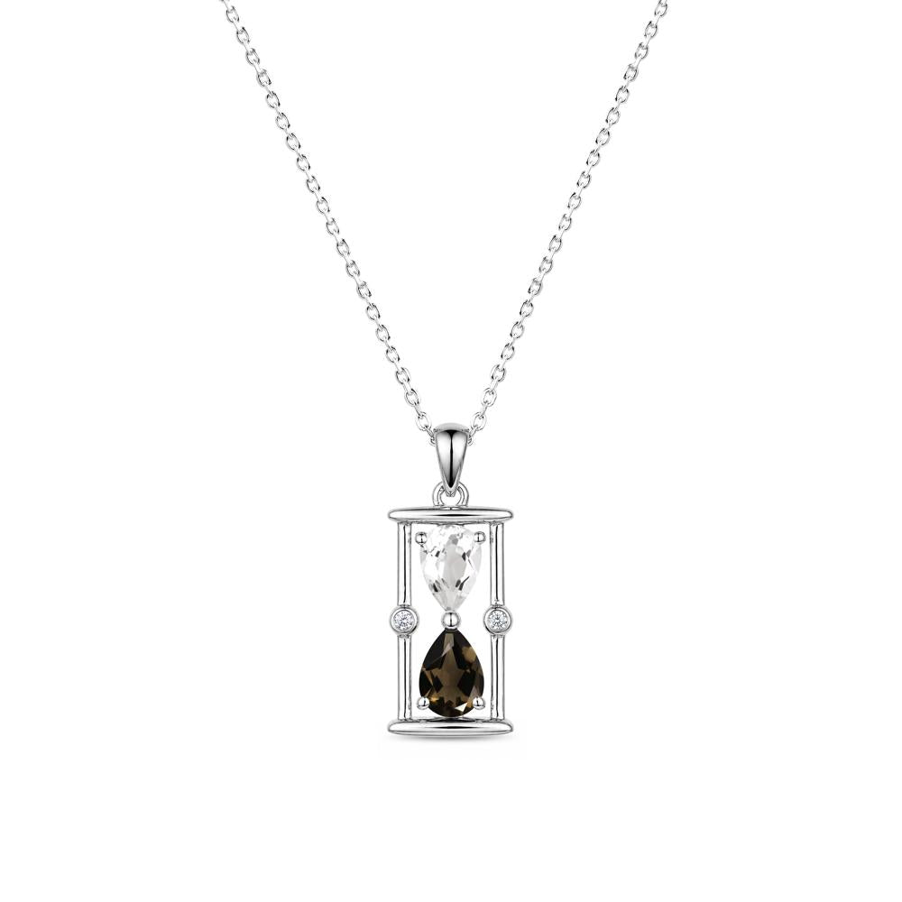 Pear Cut Citrine and Emerald Hourglass Pendant Necklace - LUO Jewelry #gemstone_Smoky Quartz and White Topaz