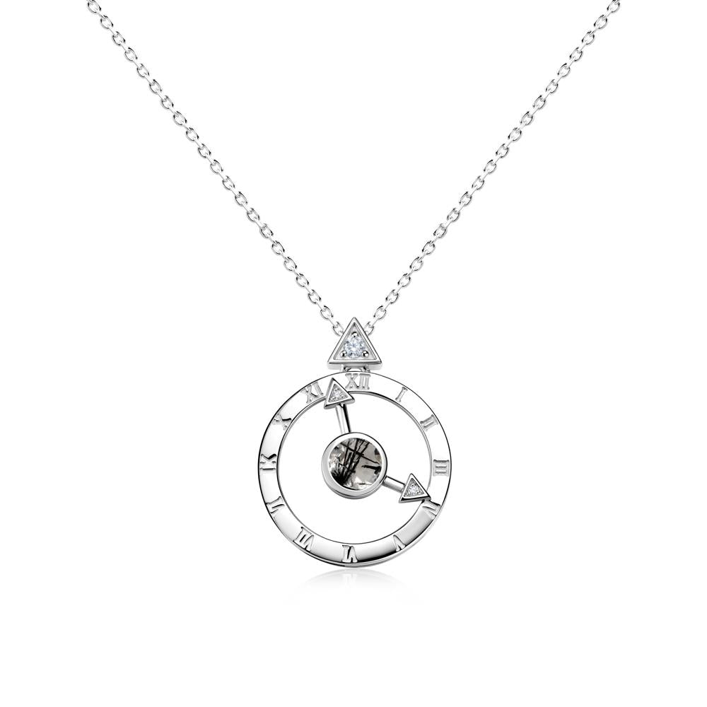 Clock and Compass Amethyst Necklace - LUO Jewelry #gemstone_Black Rutilated Quartz