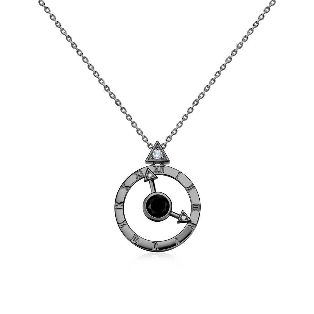 Clock and Compass Amethyst Necklace - LUO Jewelry #gemstone_Black Spinel