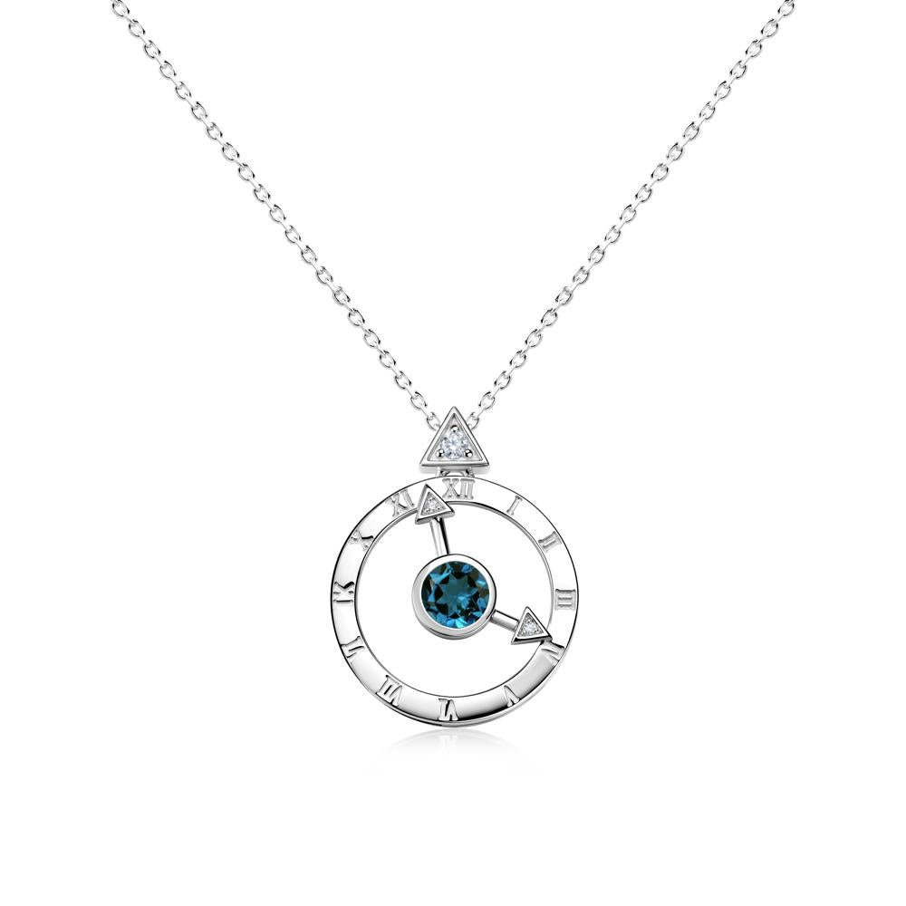 Clock and Compass Amethyst Necklace - LUO Jewelry #gemstone_London Blue Topaz