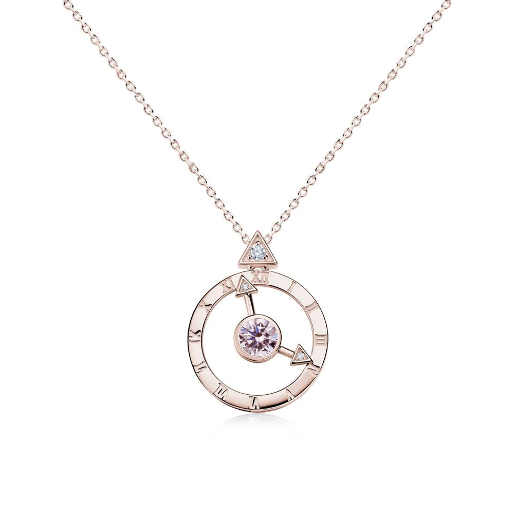 Clock and Compass Amethyst Necklace - LUO Jewelry #gemstone_Pink Cubic Zirconia