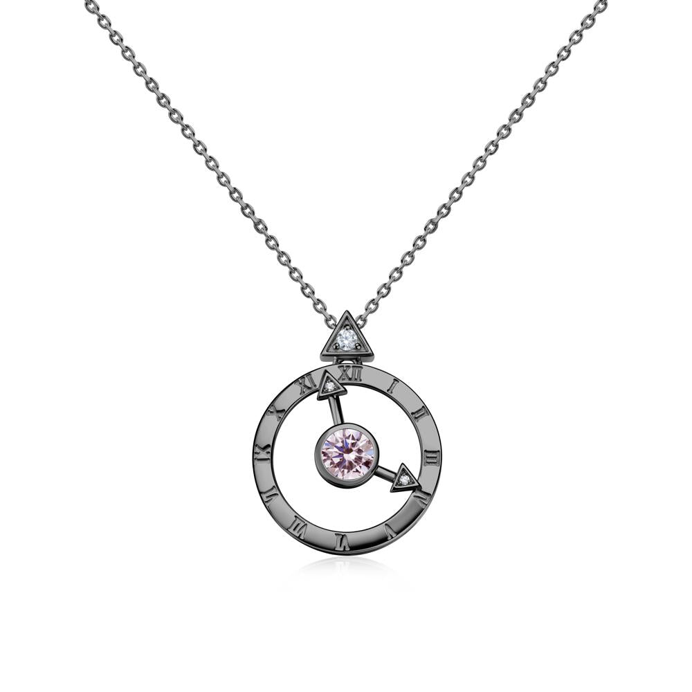 Clock and Compass Amethyst Necklace - LUO Jewelry #gemstone_Pink Cubic Zirconia