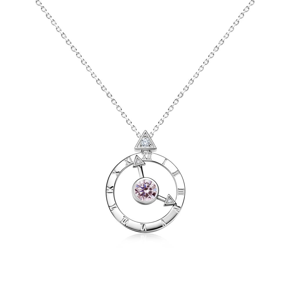 Clock and Compass Amethyst Necklace - LUO Jewelry #gemstone_Pink Cubic Zirconia