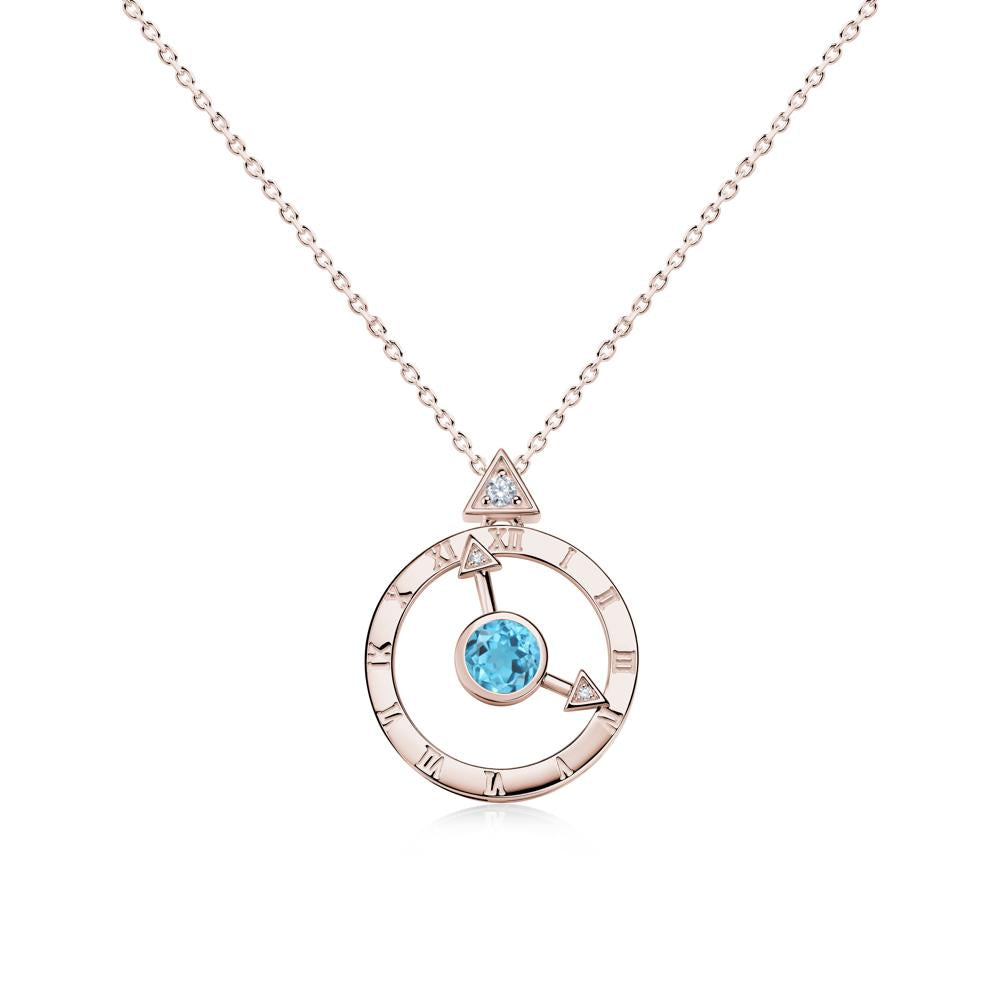 Clock and Compass Amethyst Necklace - LUO Jewelry #gemstone_Swiss Blue Topaz