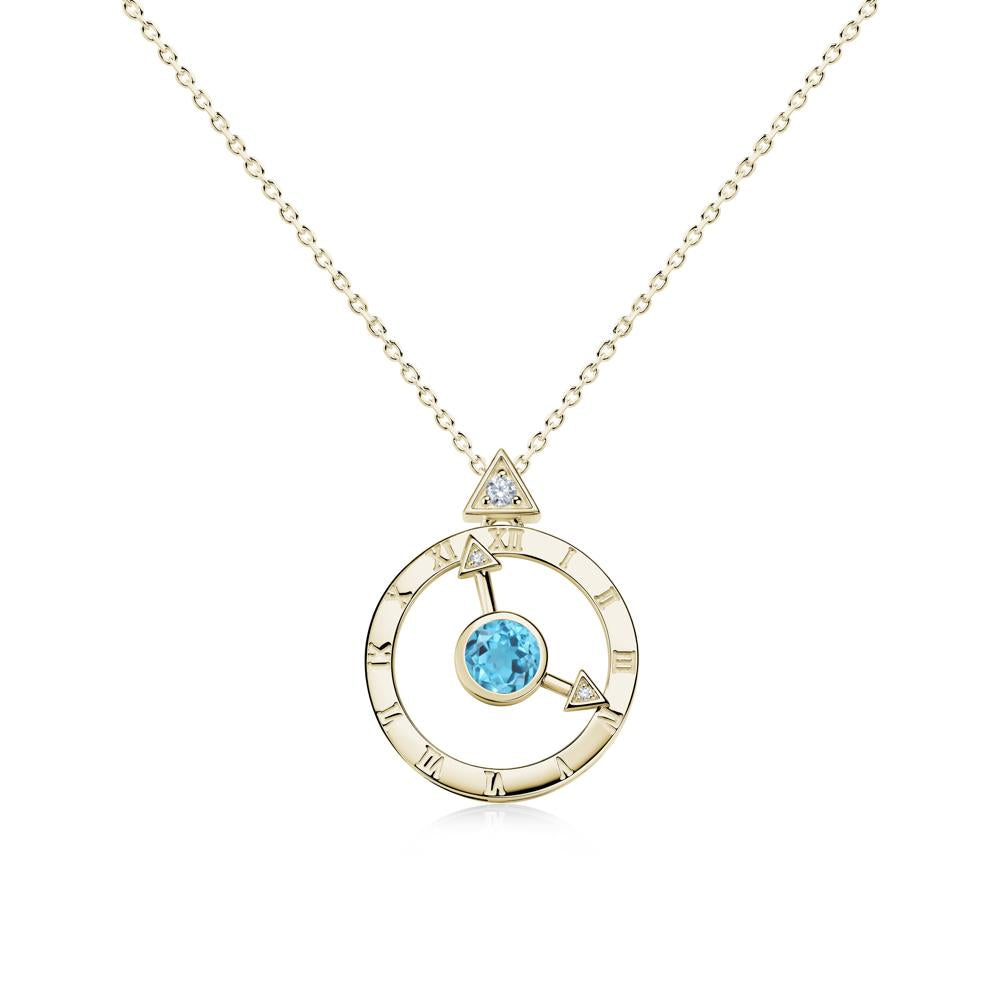 Clock and Compass Amethyst Necklace - LUO Jewelry #gemstone_Swiss Blue Topaz