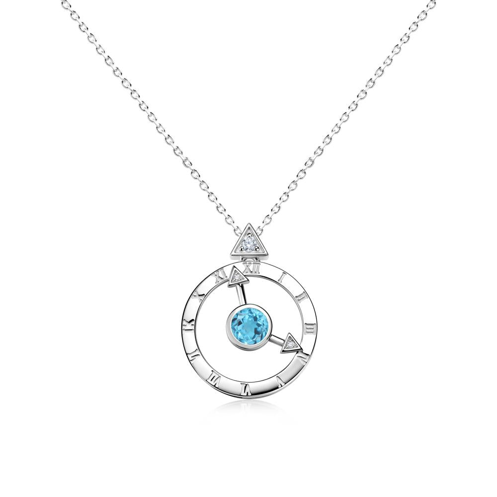 Clock and Compass Amethyst Necklace - LUO Jewelry #gemstone_Swiss Blue Topaz