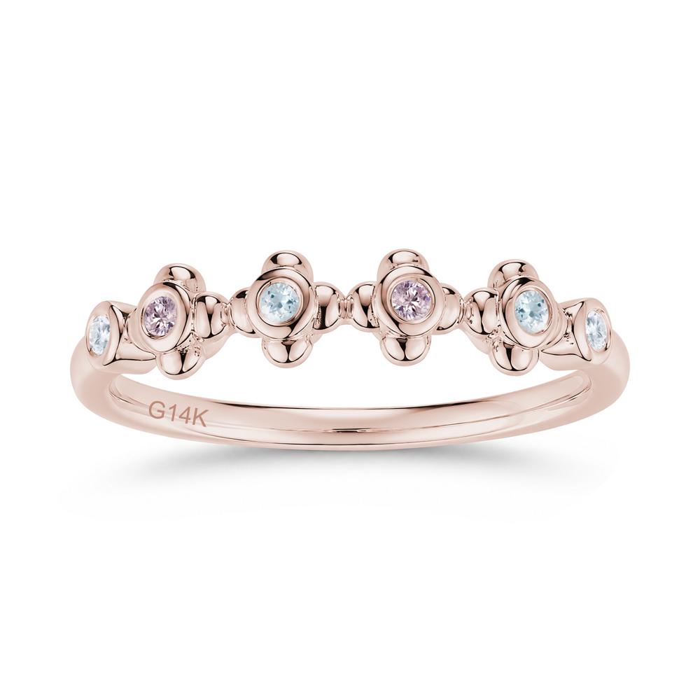 Four Leaf Clover Cubic Zirconia and Ruby and Sapphire Wedding Band Ring - LUO Jewelry #gemstone_Aquamarine and Cubic Zirconia and Pink Cubic Zirconia
