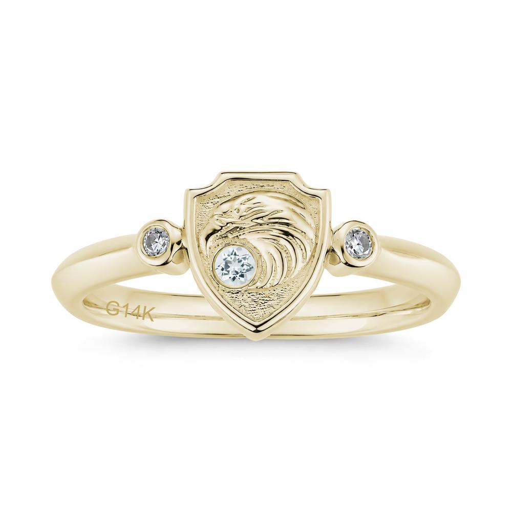 Engraved Eagle Signet Sapphire Ring - LUO Jewelry #gemstone_Aquamarine