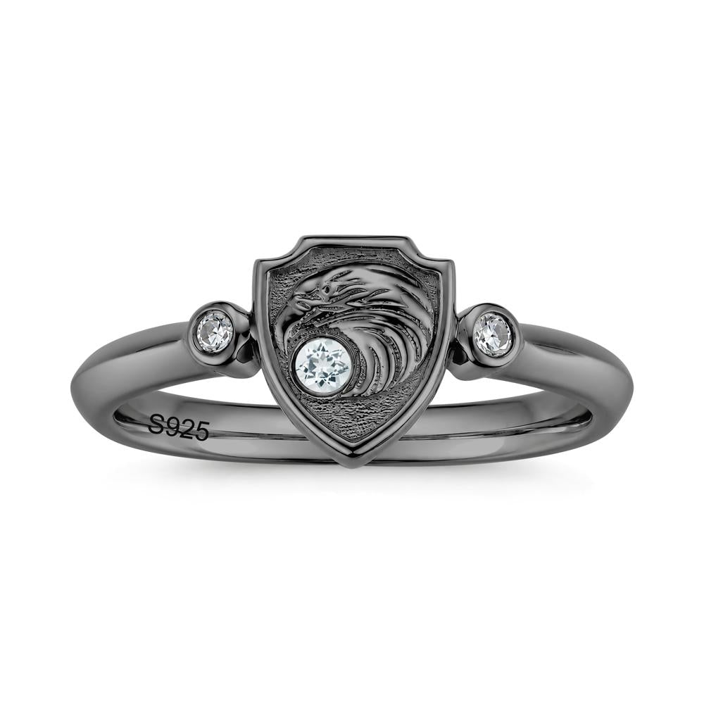 Engraved Eagle Signet Sapphire Ring - LUO Jewelry #gemstone_Aquamarine