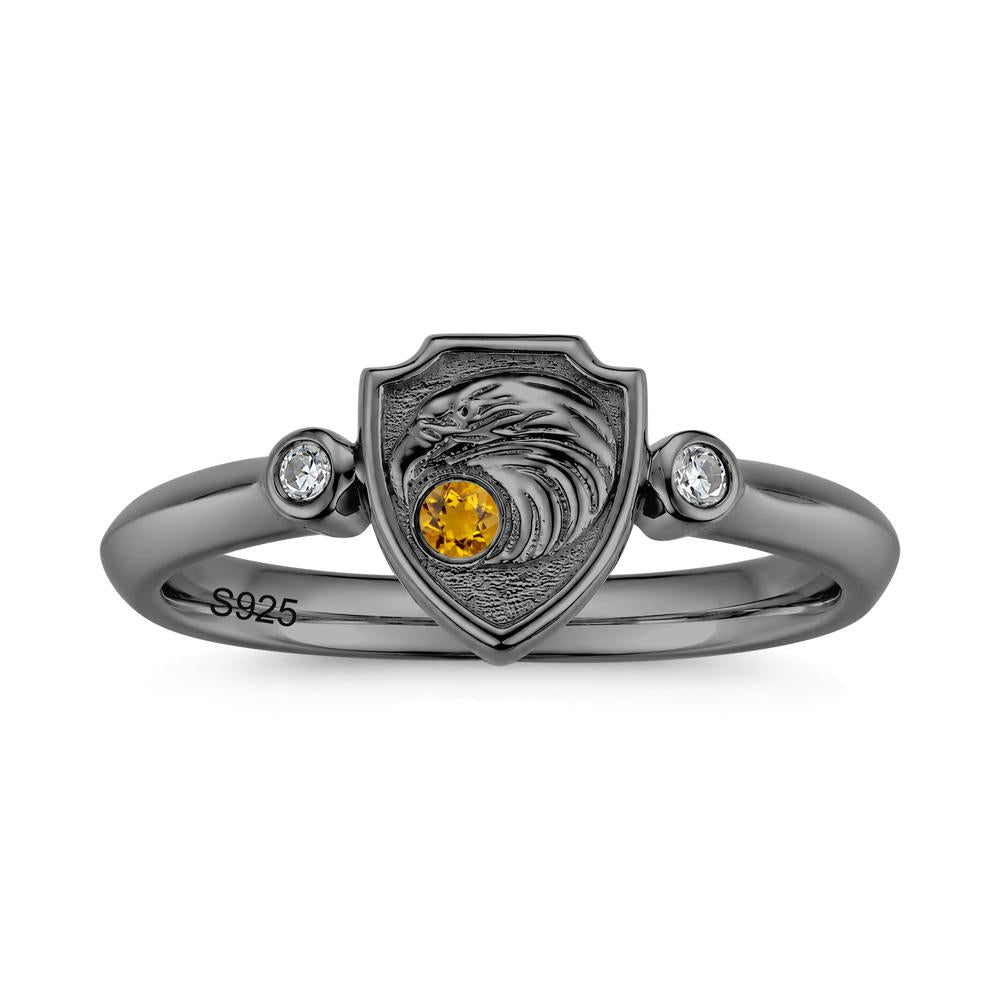 Engraved Eagle Signet Sapphire Ring - LUO Jewelry #gemstone_Citrine