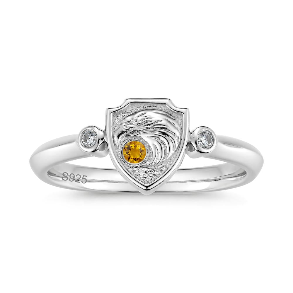 Engraved Eagle Signet Sapphire Ring - LUO Jewelry #gemstone_Citrine