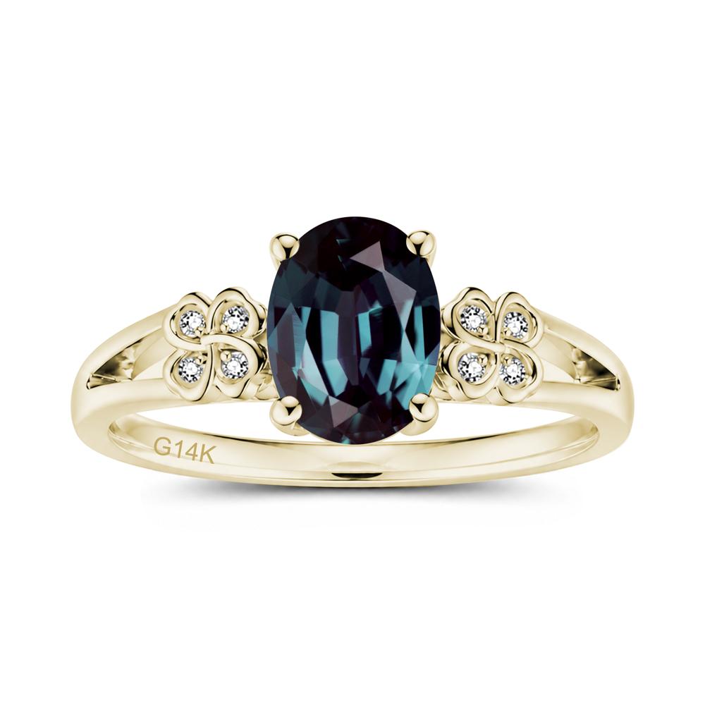 Oval Cut Emerald Leaf Clover Ring - LUO Jewelry #gemstone_Alexandrite