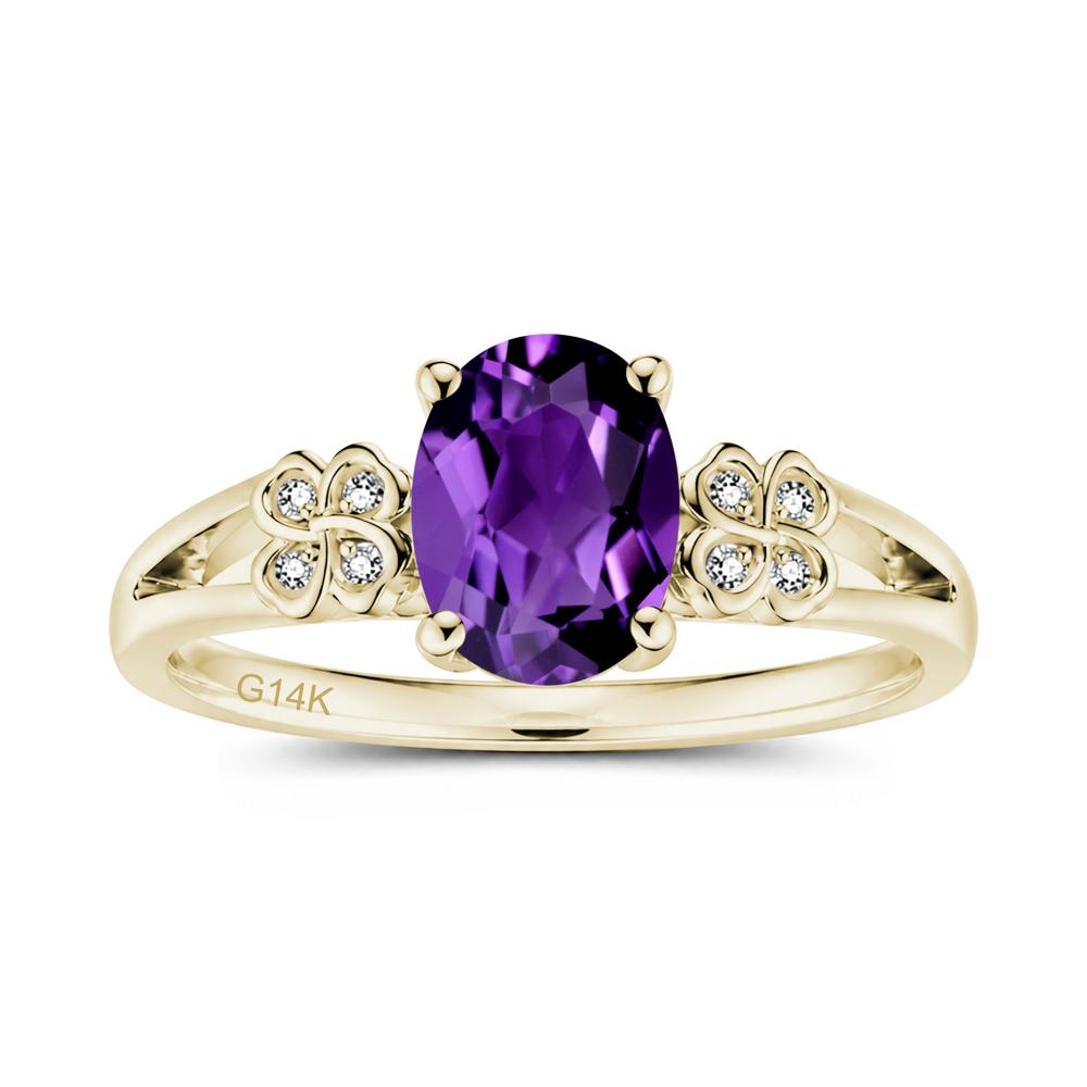 Oval Cut Emerald Leaf Clover Ring - LUO Jewelry #gemstone_Amethyst