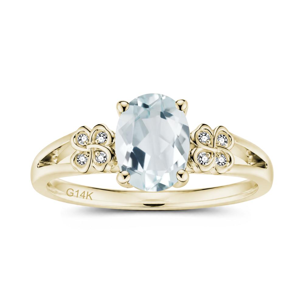Oval Cut Emerald Leaf Clover Ring - LUO Jewelry #gemstone_Aquamarine
