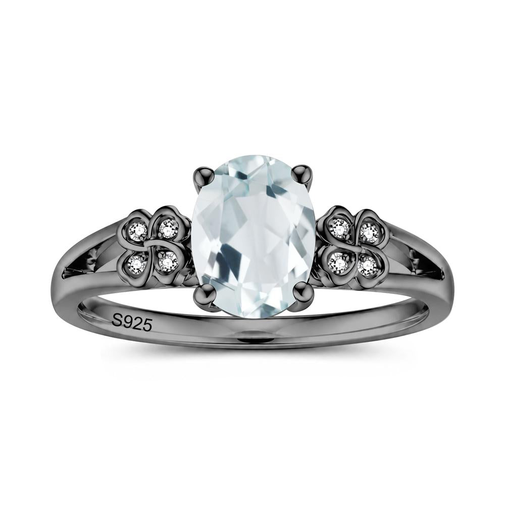 Oval Cut Emerald Leaf Clover Ring - LUO Jewelry #gemstone_Aquamarine