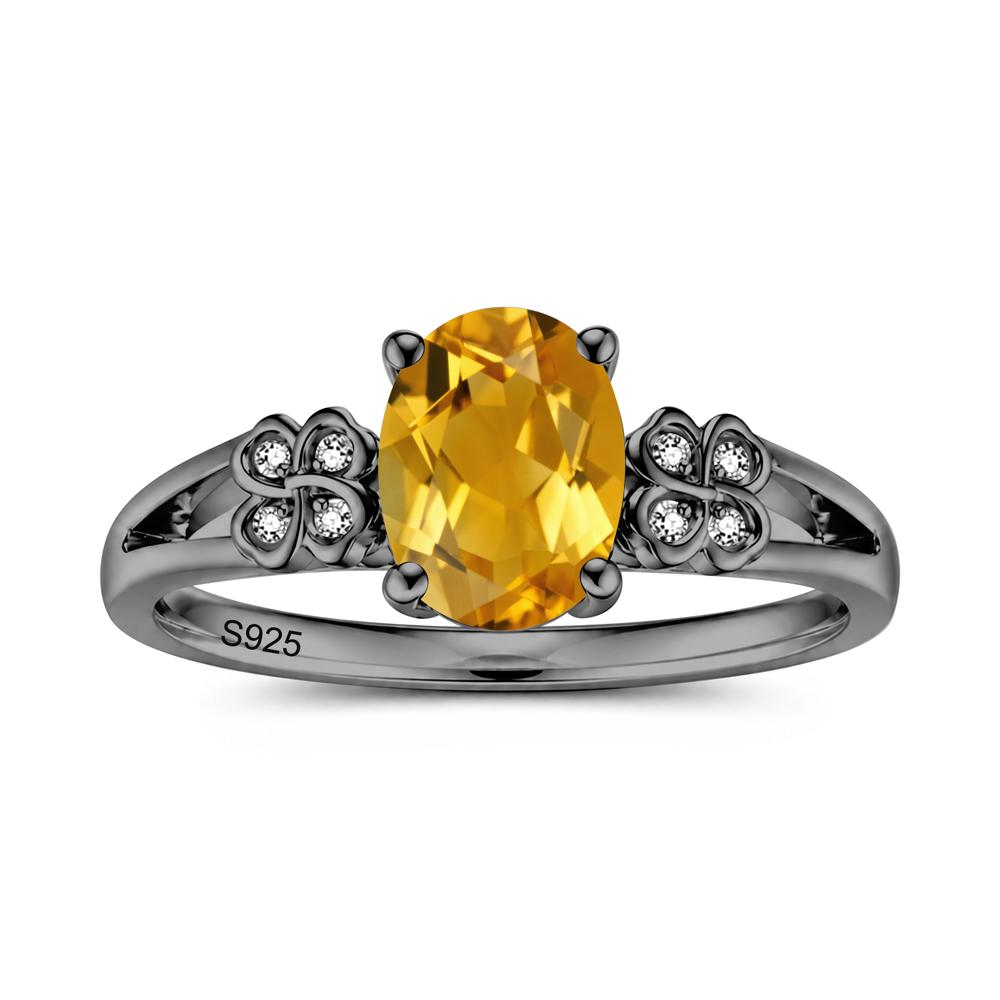 Oval Cut Emerald Leaf Clover Ring - LUO Jewelry #gemstone_Citrine