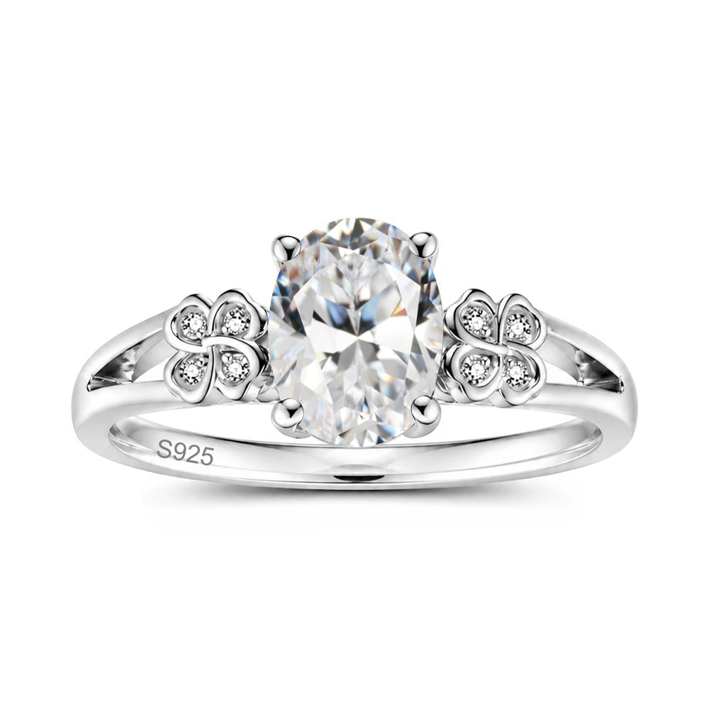 Oval Cut Emerald Leaf Clover Ring - LUO Jewelry #gemstone_Cubic Zirconia