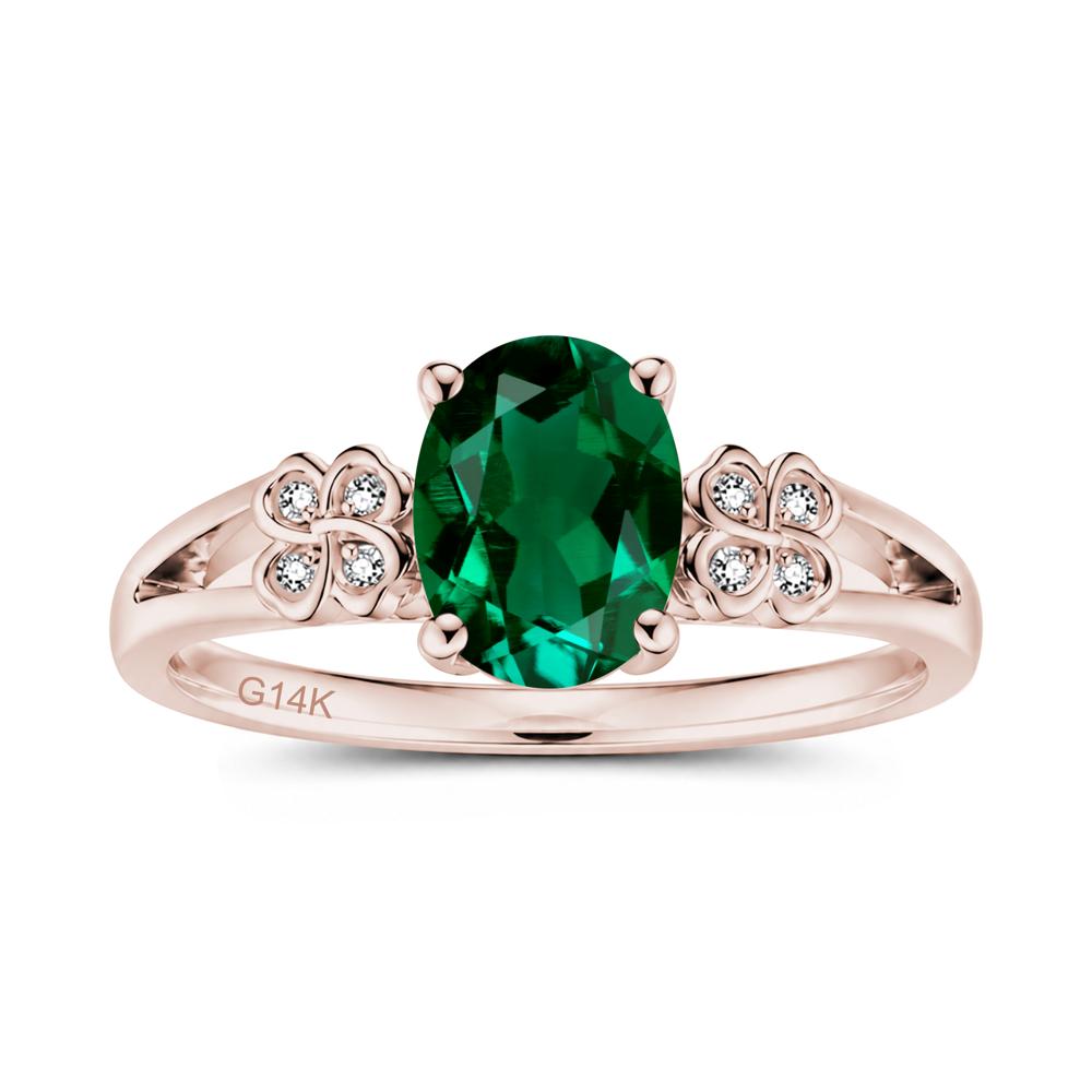Oval Cut Emerald Leaf Clover Ring - LUO Jewelry #gemstone_Emerald