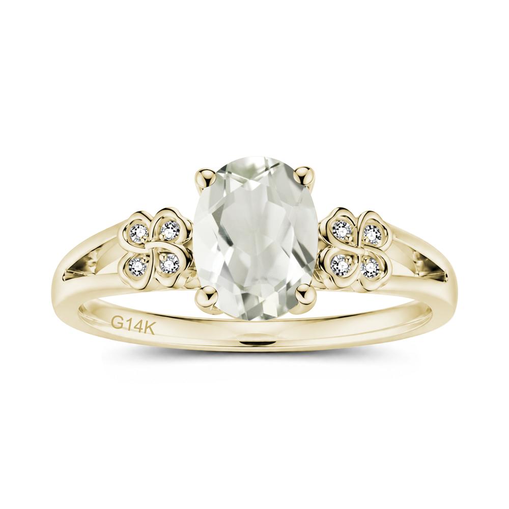 Oval Cut Emerald Leaf Clover Ring - LUO Jewelry #gemstone_Green Amethyst