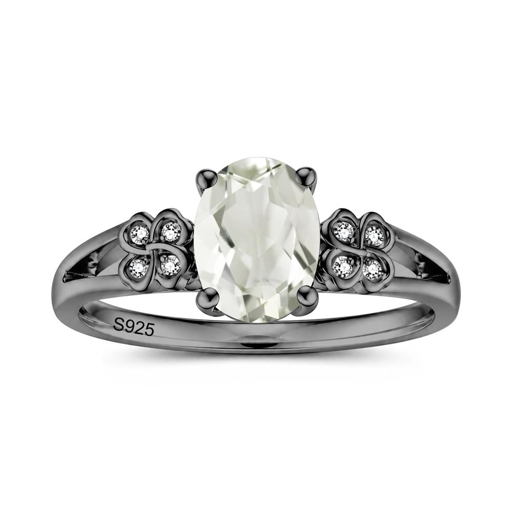 Oval Cut Emerald Leaf Clover Ring - LUO Jewelry #gemstone_Green Amethyst