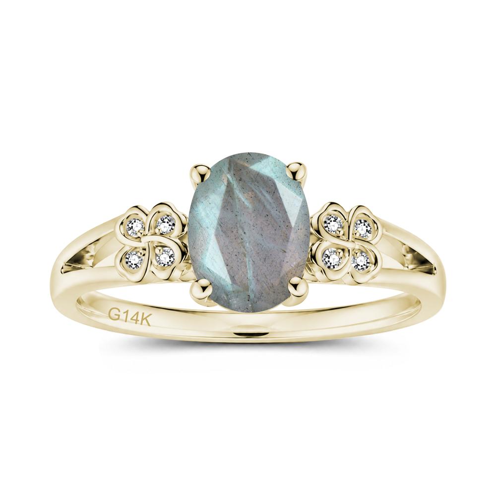 Oval Cut Emerald Leaf Clover Ring - LUO Jewelry #gemstone_Labradorite