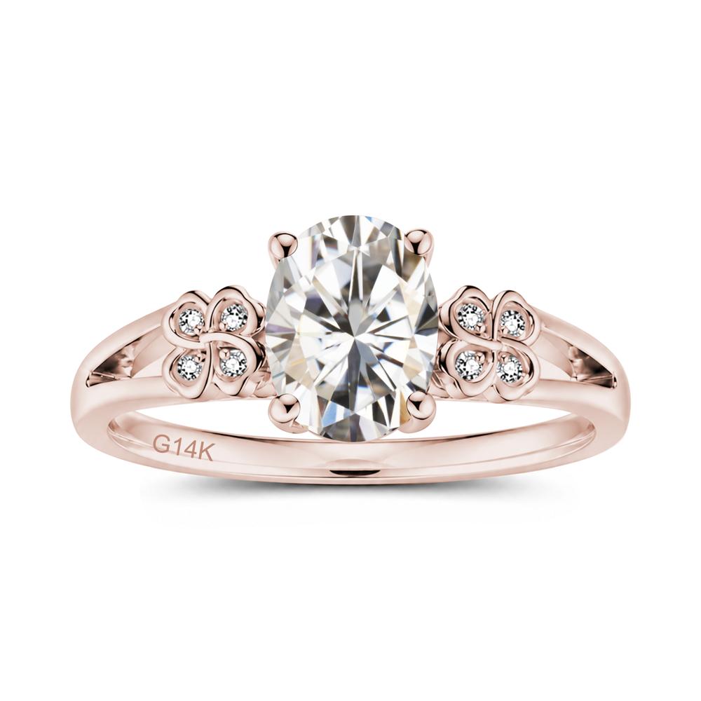 Oval Cut Emerald Leaf Clover Ring - LUO Jewelry #gemstone_Moissanite